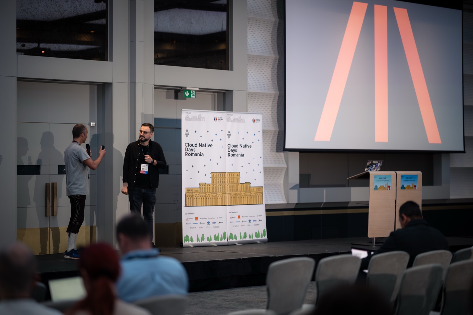 The Metaminds space at the venue — Cloud Native Days Romania 2026, Bucharest