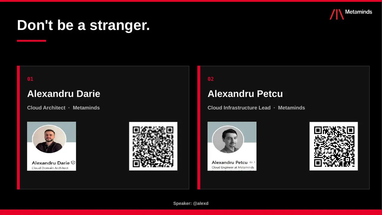 Keynote slide: Don't be a stranger